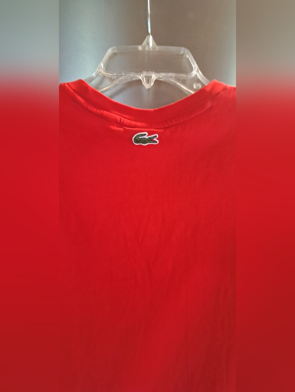Lacoste Heritage Branded Lrg Logo Crew Neck T-Shirt Top Red Reg Fit  Preppy S - Picture 2 of 8